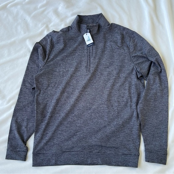 Johnnie-O Vaughn Men's 1/4 Zip Pullover Small Black Stripe Gray Golf Performance - Picture 1 of 8